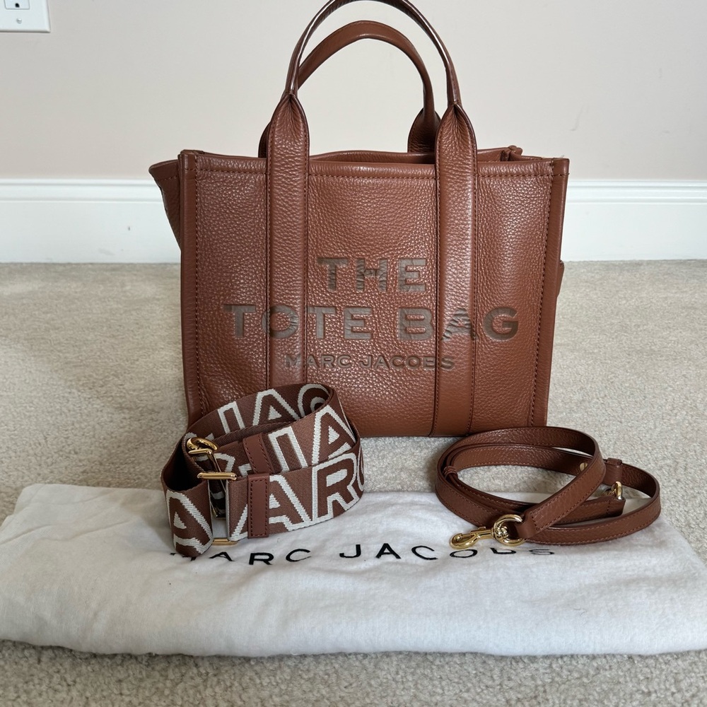 Marc Jacobs The Leather Medium Tote Bag - Argan Oil - w/extra Marc Jacobs Strap
